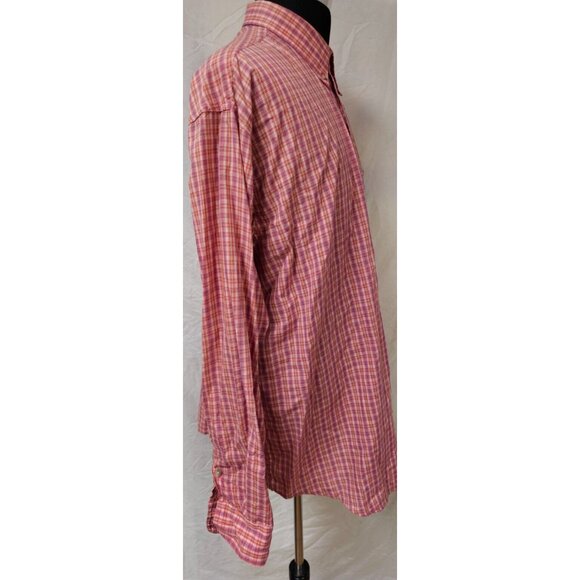 Wrangler Riata Mens XXL Red Mauve Plaid Long Sleeve Button Down Western Shirt - Picture 7 of 11
